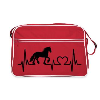 Cheval frison Friesländer Heartbeat Friesland - Sac Retro - rouge/blanc - Devant