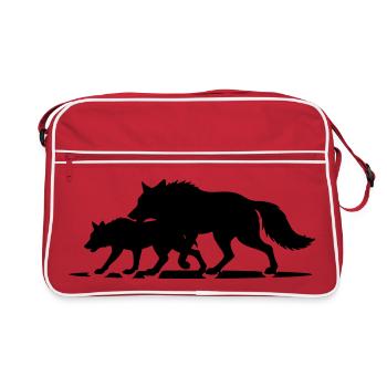 T-Shirt Loups Meute – Wolf Pack Stärke - Retro Tasche - Rot/Weiß - Vorne