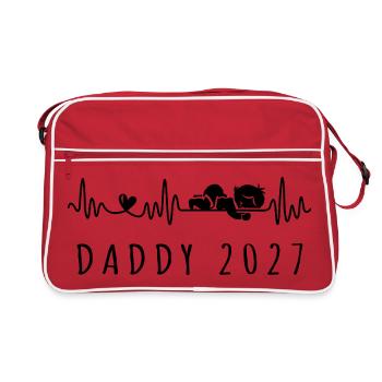 Annonce de bébé Heartbeat 2027 Grossesse - Sac Retro - rouge/blanc - Devant