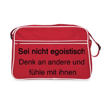 Gegen Egoismus: Empathie & Mitgefühl - Retro Tasche - Rot/Weiß - Vorne