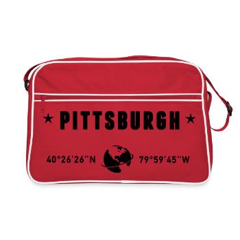 Pittsburgh Pennsylvania Coordinates Gps Globe - Retro Bag - red/white - Front