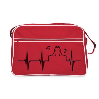 Herzschlag Diskjockey EKG - Retro Tasche - Rot/Weiß - Vorne