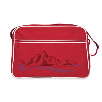 Reine Lofoten | Norwegen Fjord Lineart - Retro Tasche - Rot/Weiß - Vorne