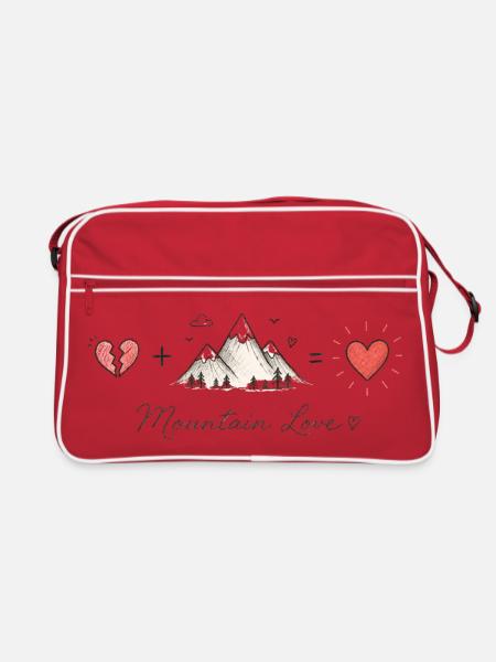 Les montagnes guérissent le cœur | Randonnée et aménagement extérieur - Sac Retro - rouge/blanc - Devant