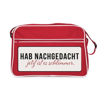 Hab nachgedacht – Jetzt ist es schlimmer - Retro Tasche - Rot/Weiß - Vorne