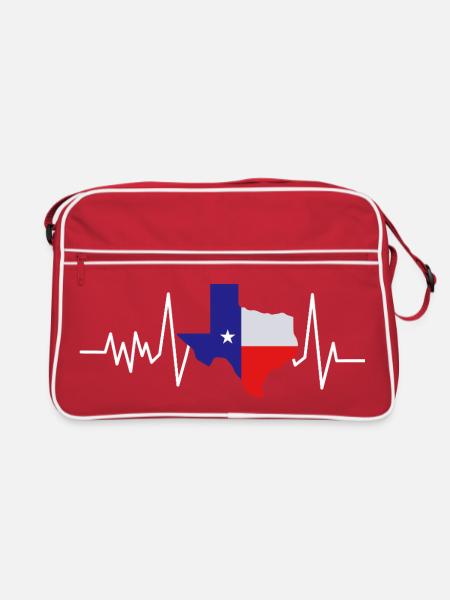 Texas Herzschlag Flagge - Retro Tasche - Rot/Weiß