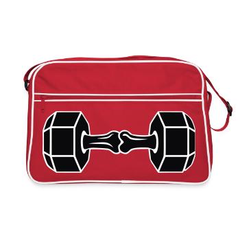 Knochen Kurzhantel Grafik - Retro Tasche - Rot/Weiß - Vorne