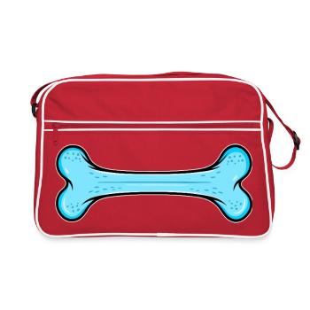 Blauer Hundknochen Comic - Retro Tasche - Rot/Weiß - Vorne