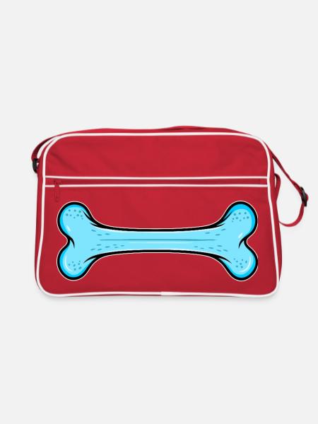 Blauer Hundknochen Comic - Retro Tasche - Rot/Weiß