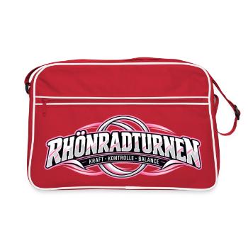 Rhönradturnen Logo Kraft Kontrolle Balance - Retro Tasche - Rot/Weiß - Vorne