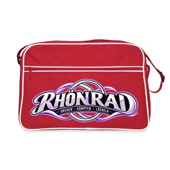 Rhönrad Motiv Lila Knoten - Retro Tasche - Rot/Weiß - Vorne
