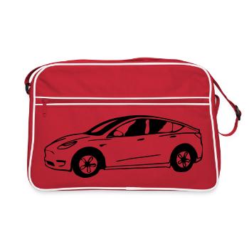 Model Y schematisch gezeichnet - Retro Tasche - Rot/Weiß - Vorne