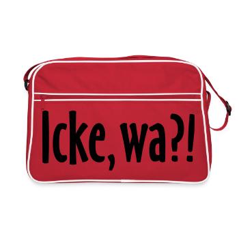 Icke, wa?! Berlin Spruch - Berliner Sprüche - Retro Tasche - Rot/Weiß - Vorne