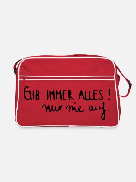 Gib immer alles nur nie auf! - Retro Tasche - Rot/Weiß - Vorne