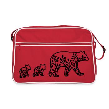 Maman Ours Chemise Famille Love Family - Sac Retro - rouge/blanc - Devant