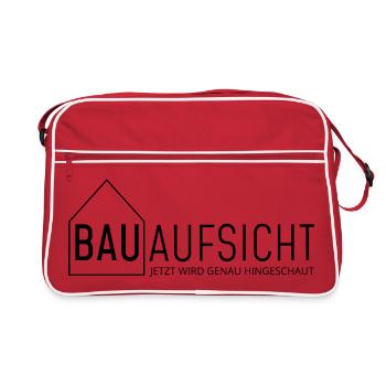 Bauaufsicht - jetzt wird genau hingeschaut! - Retro Tasche - Rot/Weiß - Vorne