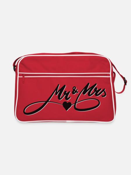 Romantisches Liebesdesign mit Herzmotiv - Retro Tasche - Rot/Weiß - Vorne
