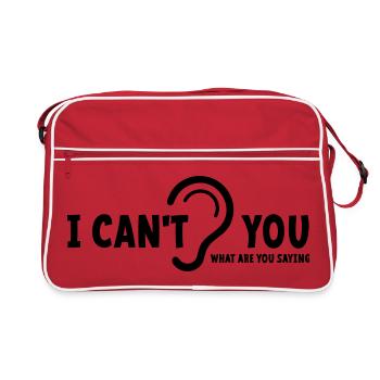 Deaf, hard of hearing, deafness, hearing loss sign - Retro Bag - red/white - Front