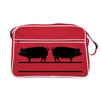 Text bar transparent pigs logo - Retro Bag - red/white - Front
