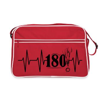 180 fléchettes flèches icône de symbole d’équipe pulsation battement de cœur - Sac Retro - rouge/blanc - Devant