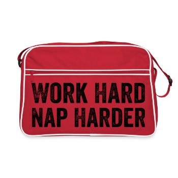 Work hard, Nap harder - Retro Bag - red/white - Front