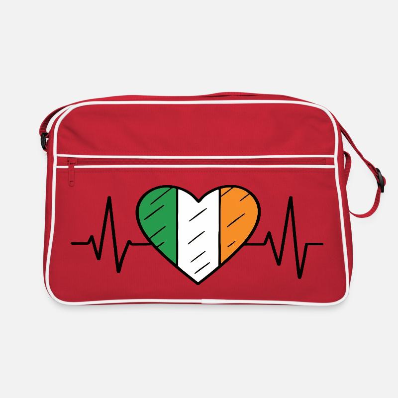 Ireland Flag Heartbeat Line Irish Pride Design Retro Bag