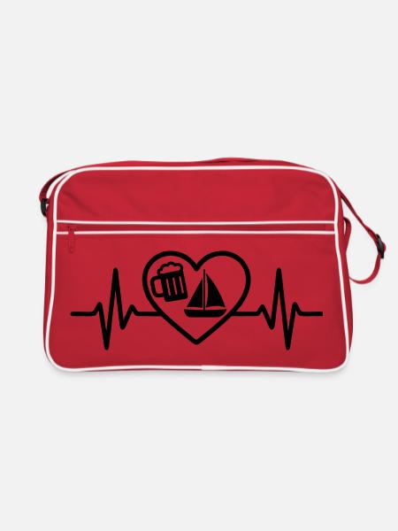 Heart Beer Sailing Humor - Retro Bag - red/white - Front