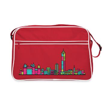 Moderne Linienkunst der Stadtsilhouette von Nantes City - Retro Tasche - Rot/Weiß - Vorne
