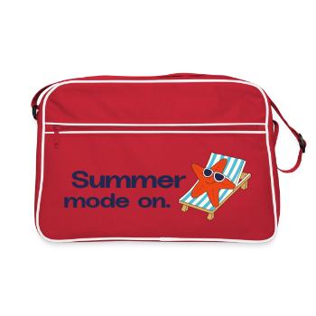 Mode été activé – Vacances, Soleil, Mer, Déclaration - Sac Retro - rouge/blanc - Devant