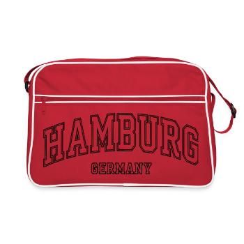 Hambourg, Allemagne, motif urbain moderne - Sac Retro - rouge/blanc - Devant