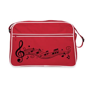 Musical Notes Melody Clefs - Retro Bag - red/white - Front