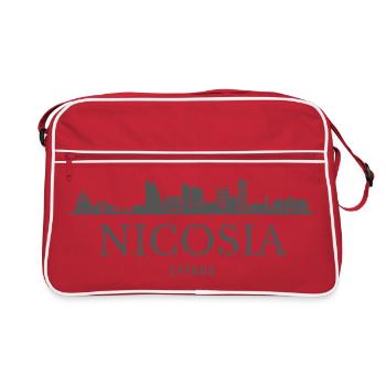 Skyline von Nikosia, Zypern - Retro Tasche - Rot/Weiß - Vorne