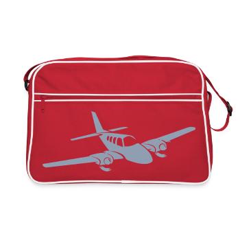 Minimalist propeller plane silhouette - Retro Bag - red/white - Front