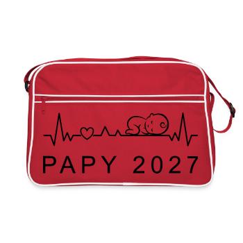 Futur Papy 2027 Battement de Cœur Grossesse - Retro Bag - red/white - Front