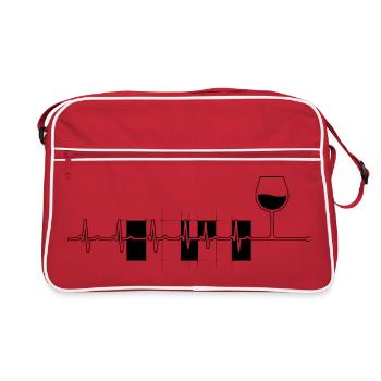 Wine Wine Glass Zigzag Line Rhythm Vino Funny - Retro Bag - red/white - Front