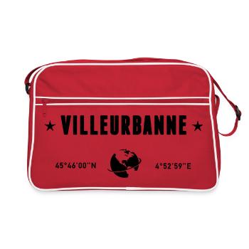 Villeurbanne France Coordonnées Gps Globe - Sac Retro - rouge/blanc - Devant