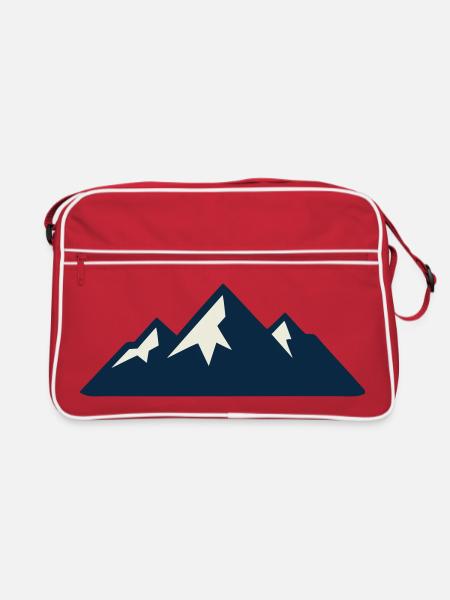 Gebirge Berge Silhouette - Retro Tasche - Rot/Weiß - Vorne