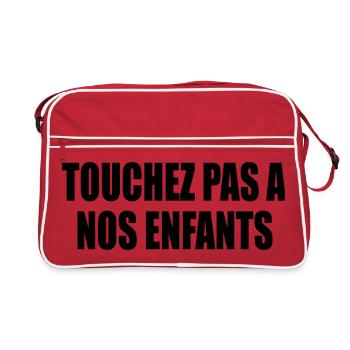 Ne touchez pas à nos enfants  - Retro Tasche - Rot/Weiß - Vorne