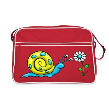 Schnecke mit Blume - Retro Tasche - Rot/Weiß - Vorne