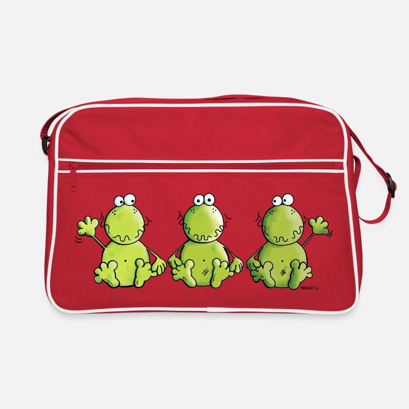 Frosch Trio - Retro Tasche - Rot/Weiß