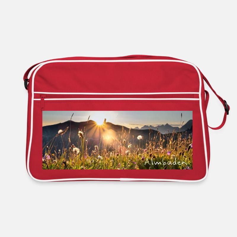 Alpine meadow at sunset - Alpine panorama Retro Bag