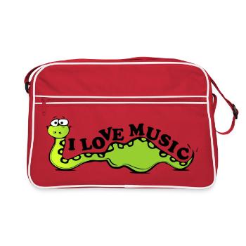 Die Schlange liebt Musik - Retro Tasche - Rot/Weiß - Vorne