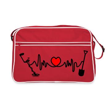 Metal detector logo with cardio heart rate - Retro Bag - red/white - Front