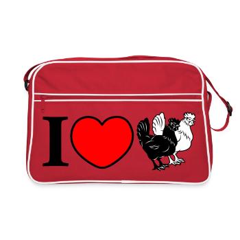 Love chickens - Retro Bag - red/white - Front