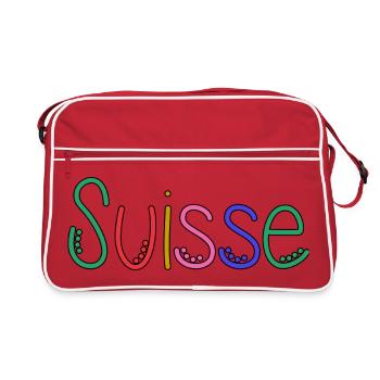 SUISSE. HUMOUR. PAYS. DRAPEAU - Sac Retro - rouge/blanc - Devant