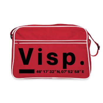 Viège Coordonnées Suisse Valais Visper Visperin - Sac Retro - rouge/blanc - Devant
