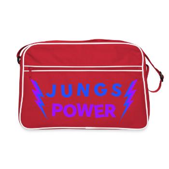 JUNGS POWER - Glücksbringer Jungen Männer - Retro Tasche - Rot/Weiß - Vorne