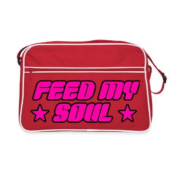 Füttere meine Seele - Retro Tasche - Rot/Weiß - Vorne