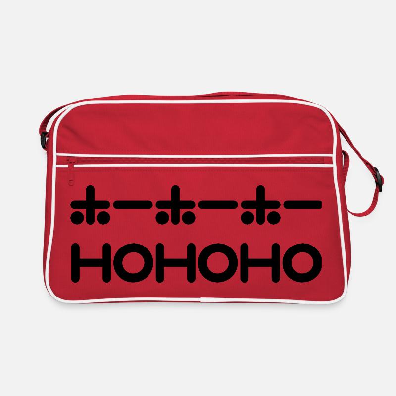HoHoHo + Japanischer Text – Schwarz - Retro Tasche - Rot/Weiß