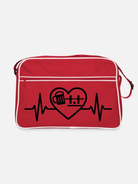 Heart Beer Foosball Humor - Retro Bag - red/white - Front